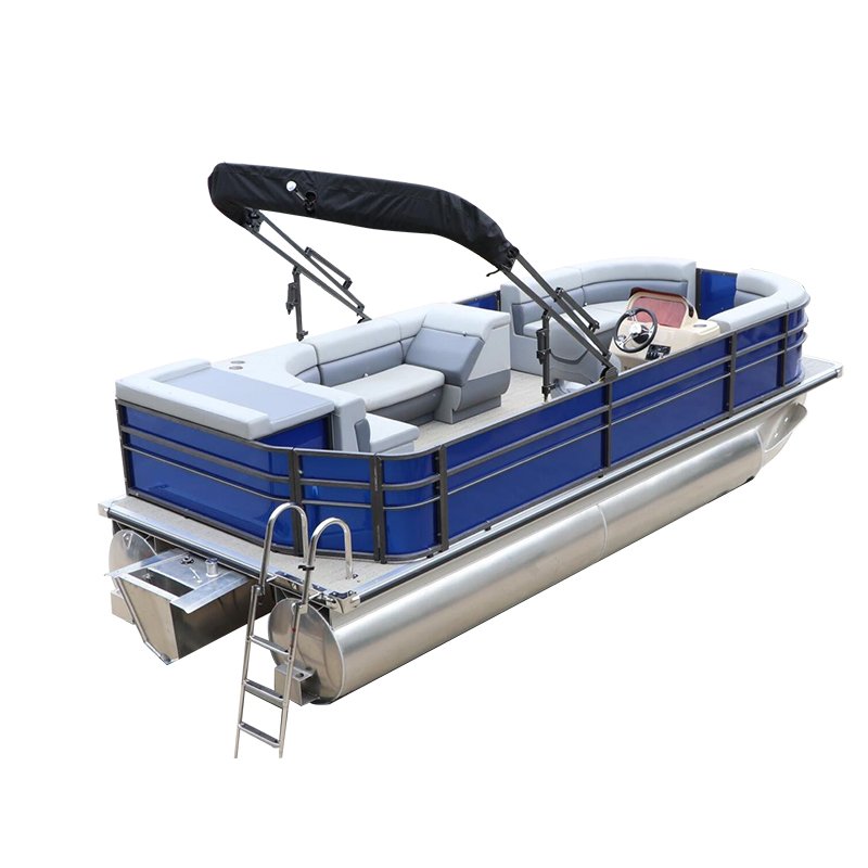 Manufacture 7m 23ft Luxury Family Recreation Pontoon Boat with Motor PVC Aluminum Hull for Fishing Outboard Engine Included